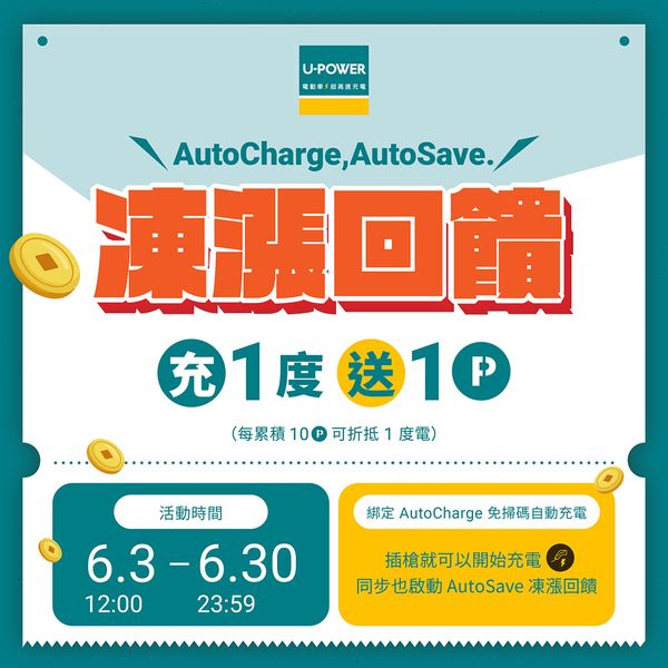 「AutoCharge, AutoSave. 凍漲回饋方案」同步實施中